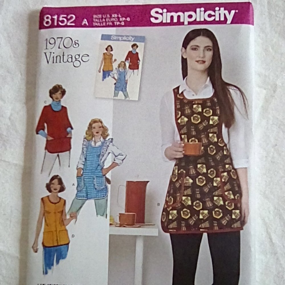 Simplicity retro apron 1970s style, sz XS-L